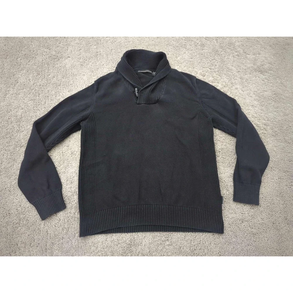 Sean John Sweater Mens XXL Black Pullover Long Sleeve Shawl Collar‎ Knit Classic